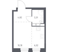 Планировка студии(квартира) площадью 24.33 квадратных метров в “ЖК ЭкоБунино (Южное Бунино)”