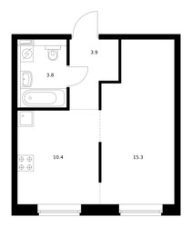 Планировка однокомнатной(квартира) площадью 33.4 квадратных метров в ЖК “ЖК Люблинский парк”