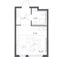 Планировка студии(квартира) площадью 22.81 квадратных метров в “ЖК Пригород Лесное”