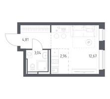 Планировка студии(квартира) площадью 23.48 квадратных метров в “ЖК Богдановский Лес”