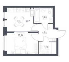 Планировка однокомнатной(квартира) площадью 31.78 квадратных метров в “ЖК Большое Путилково”