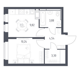 Планировка однокомнатной(квартира) площадью 31.78 квадратных метров в ЖК “ЖК Большое Путилково”