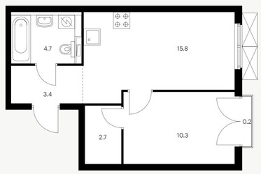 Планировка однокомнатной(квартира) площадью 36.9 квадратных метров в ЖК “ЖК Holland Park (Холланд парк)”