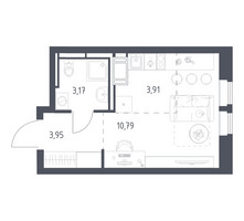 Планировка студии(квартира) площадью 21.82 квадратных метров в “ЖК Большое Путилково”