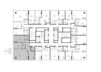 Планировка трехкомнатной(квартира) площадью 92.2 квадратных метров в ЖК “ЖК Слава”