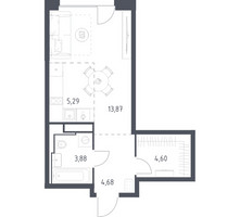 Планировка однокомнатной(квартира) площадью 32.32 квадратных метров в “ЖК Квартал на воде (Графика на воде)”