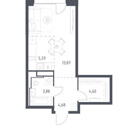 Планировка однокомнатной(квартира) площадью 32.32 квадратных метров в ЖК “ЖК Квартал на воде (Графика на воде)”