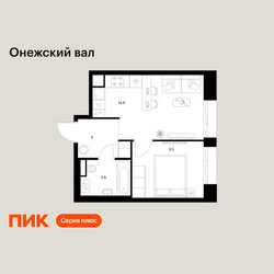 Планировка однокомнатной(квартира) площадью 32.2 квадратных метров в ЖК “ЖК Онежский вал”