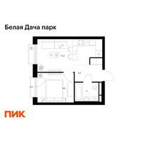 Планировка однокомнатной(квартира) площадью 32.8 квадратных метров в “ЖК Белая Дача парк”