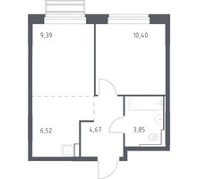 Планировка однокомнатной(квартира) площадью 34.83 квадратных метров в “ЖК Рублевский Квартал”