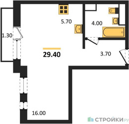 Планировка студии(квартира) площадью 29.8 квадратных метров в “ЖК Новая Щербинка”