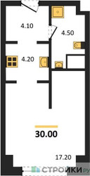 Планировка студии(квартира) площадью 30 квадратных метров в ЖК “ЖК Вэри на Ботанической”