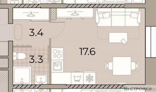 Планировка студии(квартира) площадью 24.3 квадратных метров в “ЖК ЗИЛАРТ”
