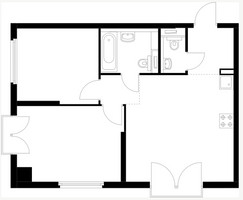 Планировка двухкомнатной(квартира) площадью 56.4 квадратных метров в “ЖК Барклая 6”