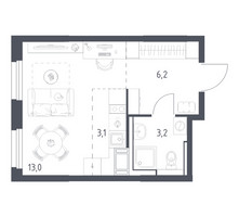 Планировка студии(квартира) площадью 25.2 квадратных метров в “ЖК Мытищи Парк”