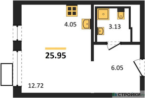 Планировка студии(квартира) площадью 25.95 квадратных метров в “ЖК Егорово Парк”