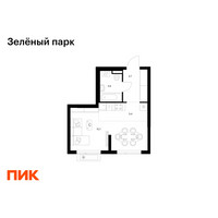 Планировка студии(квартира) площадью 29.7 квадратных метров в “ЖК Зеленый парк”