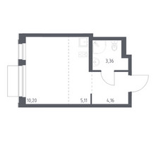 Планировка студии(квартира) площадью 22.83 квадратных метров в “ЖК Новое Внуково”