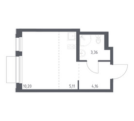 Планировка студии(квартира) площадью 22.83 квадратных метров в ЖК “ЖК Новое Внуково”