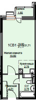 Планировка студии(квартира) площадью 32.2 квадратных метров в “ЖК Соболевка”
