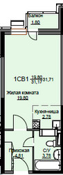 Планировка студии(квартира) площадью 32.2 квадратных метров в ЖК “ЖК Соболевка”