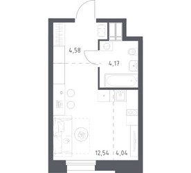 Планировка студии(апартаменты) площадью 25.33 квадратных метров в ЖК “ЖК Апарт-отель Тропарево парк”