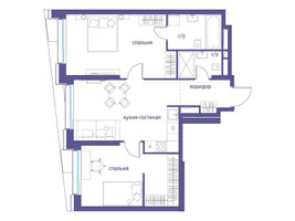 Планировка двухкомнатной(квартира) площадью 55.2 квадратных метров в “ЖК Символ”