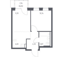 Планировка однокомнатной(квартира) площадью 34.75 квадратных метров в “ЖК Подольские кварталы”
