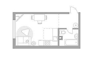 Планировка студии(квартира) площадью 30.54 квадратных метров в “ЖК BeLuck Коломенское”