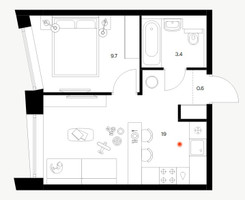 Планировка однокомнатной(квартира) площадью 32.7 квадратных метров в “ЖК Бусиновский парк”