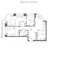 Планировка двухкомнатной(квартира) площадью 84.1 квадратных метров в “ЖК СТОУН Блик”