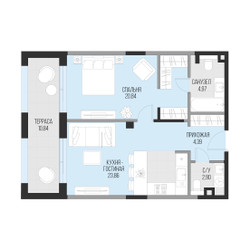 Планировка однокомнатной(квартира) площадью 60.2 квадратных метров в ЖК “Клубный квартал Садовническая 69”