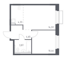 Планировка однокомнатной(квартира) площадью 38.28 квадратных метров в “ЖК Новое Внуково”