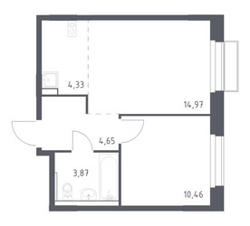 Планировка однокомнатной(квартира) площадью 38.28 квадратных метров в ЖК “ЖК Новое Внуково”