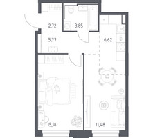 Планировка однокомнатной(квартира) площадью 45.62 квадратных метров в “ЖК Квартал Строгино”
