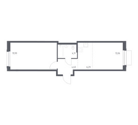 Планировка однокомнатной(квартира) площадью 48.08 квадратных метров в ЖК “ЖК Новое Внуково”