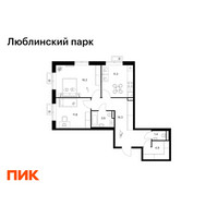 Планировка двухкомнатной(квартира) площадью 65.8 квадратных метров в “ЖК Люблинский парк”