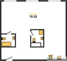 Планировка двухкомнатной(квартира) площадью 70.2 квадратных метров в “ЖК Nametkin Tower (Наметкин Тауэр)”