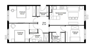 Планировка трехкомнатной(квартира) площадью 81 квадратных метров в “ЖК Эко Видное 2.0”