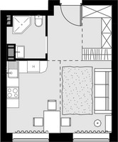 Планировка однокомнатной(квартира) площадью 38.6 квадратных метров в “ЖК MALEVICH (Малевич)”