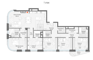 Планировка 4+ комнатной(квартира) площадью 204.7 квадратных метров в “ЖК Бескомпромиссный дом Лаврушинский”