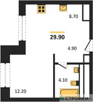 Планировка студии(апартаменты) площадью 29.9 квадратных метров в “ЖК Верейская 41”