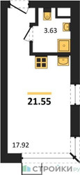 Планировка студии(квартира) площадью 21.55 квадратных метров в ЖК “ЖК Citimix (СитиМикс)”
