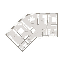 Планировка трехкомнатной(апартаменты) площадью 134.54 квадратных метров в ЖК “ЖК D'ORO MILLE (Доро Милле)”