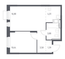 Планировка однокомнатной(квартира) площадью 40.38 квадратных метров в “ЖК Пятницкие луга”