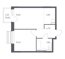 Планировка однокомнатной(квартира) площадью 37.31 квадратных метров в ЖК “ЖК Рублевский Квартал”