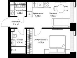 Планировка однокомнатной(квартира) площадью 37.35 квадратных метров в “ЖК Веер”
