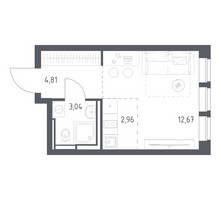 Планировка студии(квартира) площадью 23.48 квадратных метров в “ЖК Богдановский Лес”