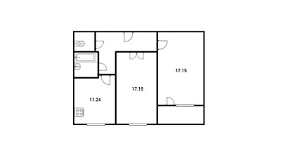 Планировка двухкомнатной(квартира) площадью 61 квадратных метров в ЖК “ЖК Новоокский”