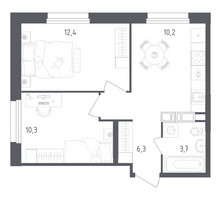 Планировка двухкомнатной(квартира) площадью 42.9 квадратных метров в “ЖК Ольховый Квартал”